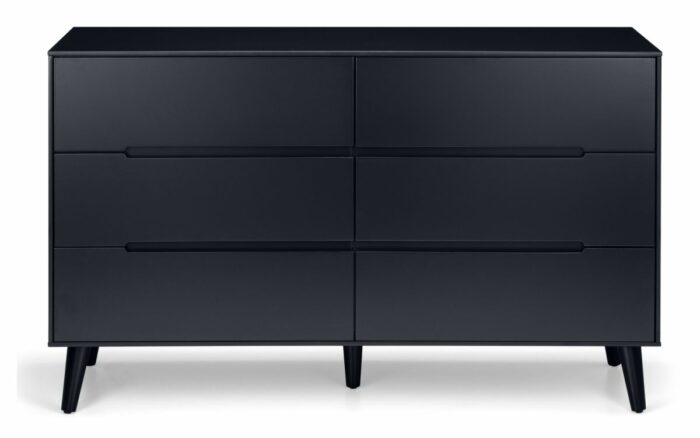 Julian Bowen Alicia 6 Drawer Wide Retro Chest in Anthracite-24384