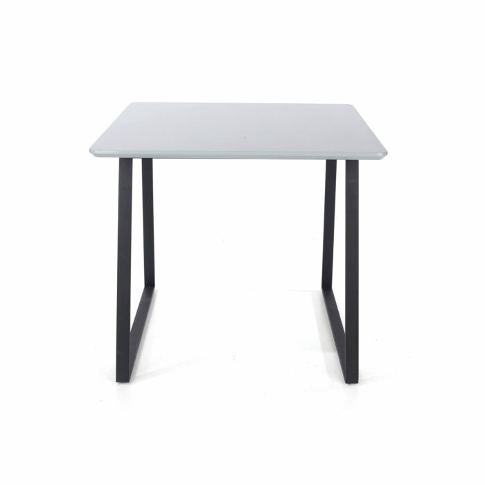 Core Aspen square table with black metal legs, high gloss grey -24046