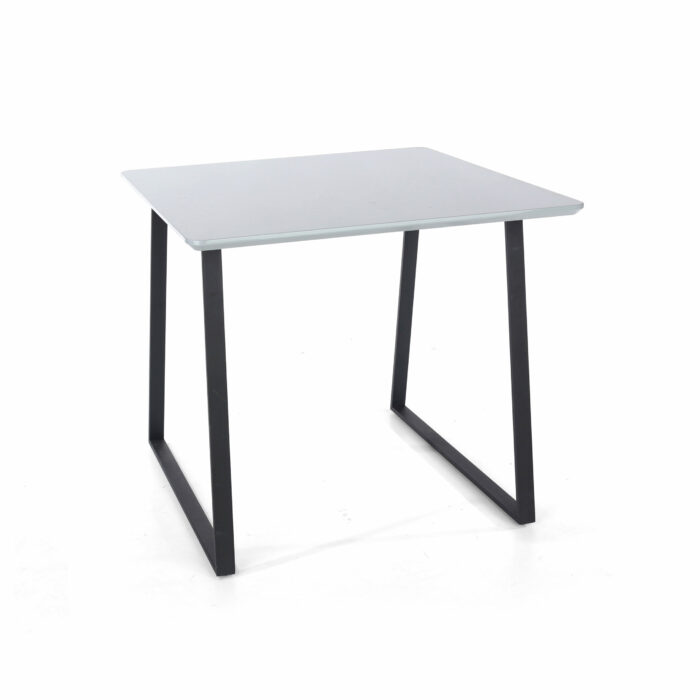 Core Aspen square table with black metal legs, high gloss grey -0