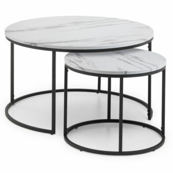 Julian Bowen Bellini Round Nesting Coffee Table White Marble Effect-0