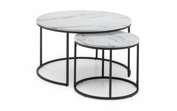 Julian Bowen Bellini Round Nesting Coffee Table White Marble Effect-0