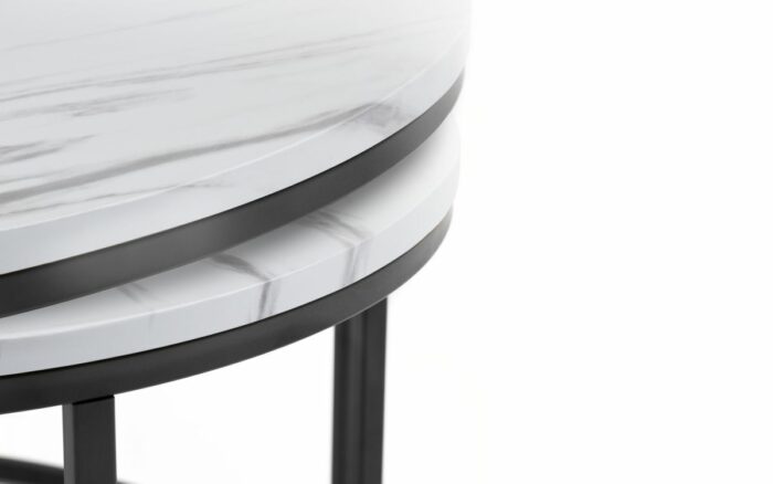 Julian Bowen Bellini Round Nesting Coffee Table White Marble Effect-23244