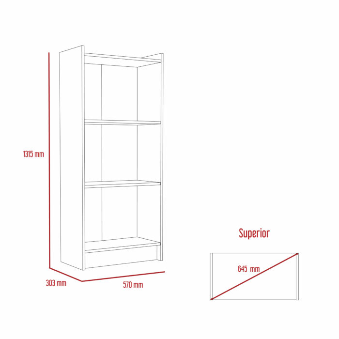 Core Brooklyn 3 shelf bookcase in bleached pine-24124