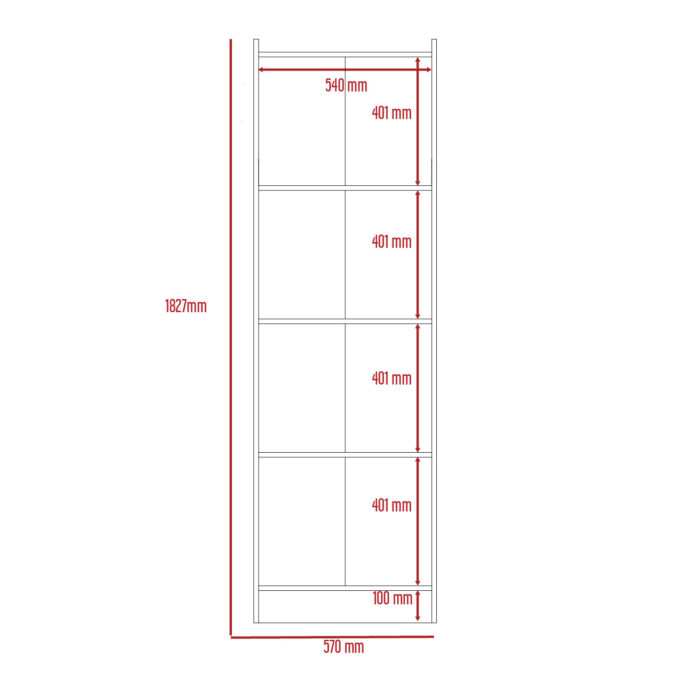 Core Brooklyn 4 shelf bookcase in bleached pine-24127