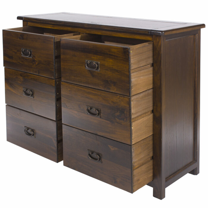 Core Boston 3+3 drawer wide chest dark brown-24457
