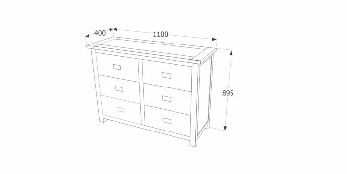 Core Boston 3+3 drawer wide chest dark brown-24453