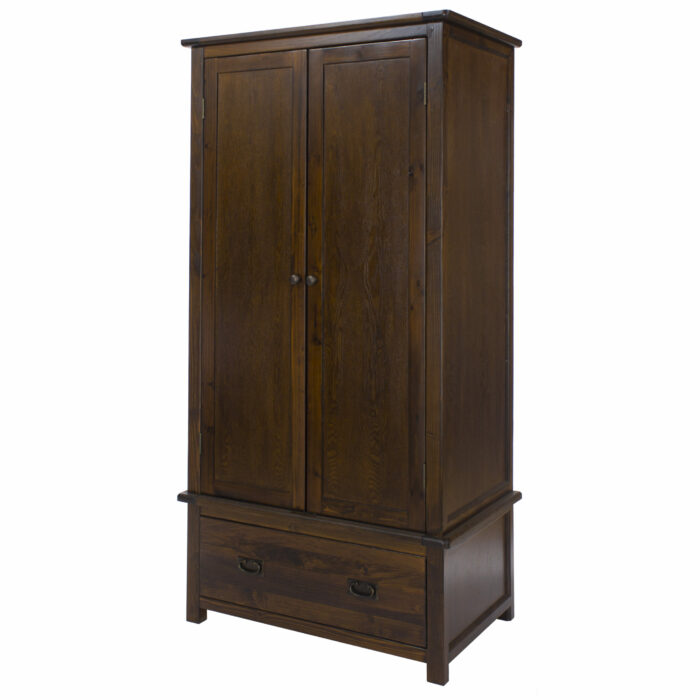 Core Boston 2 door, 1 drawer wardrobe dark brown-24475