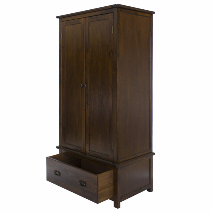 Core Boston 2 door, 1 drawer wardrobe dark brown-24473