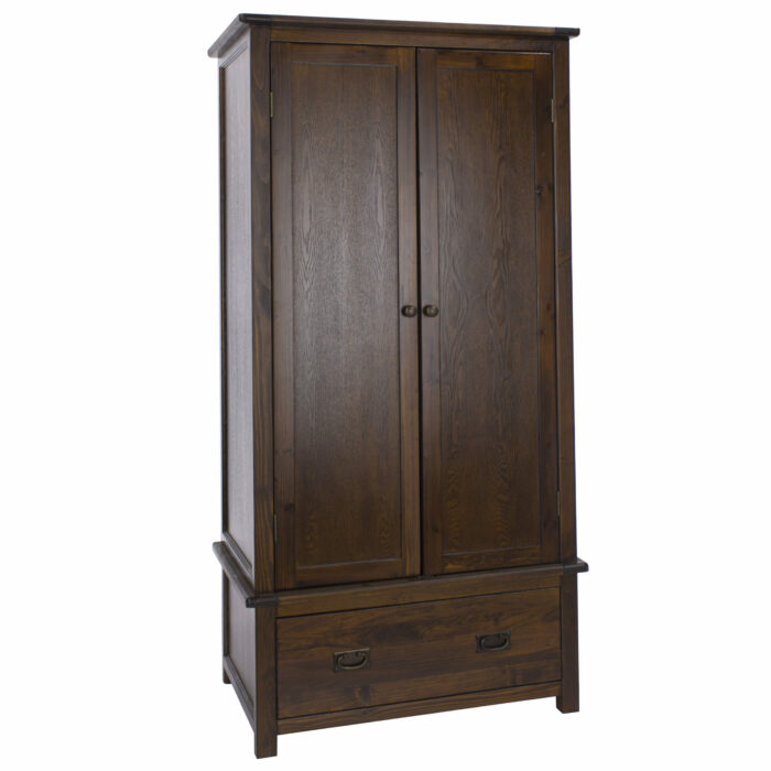 Core Boston 2 door, 1 drawer wardrobe dark brown-0