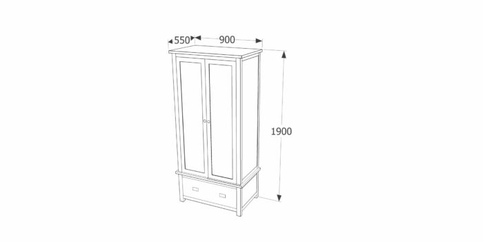 Core Boston 2 door, 1 drawer wardrobe dark brown-24470