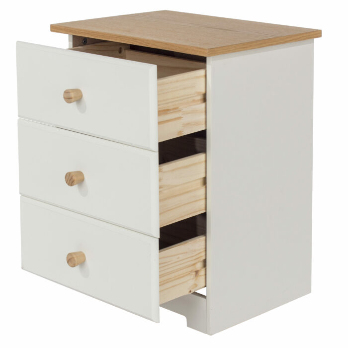 Core Colorado 3 drawer bedside cabinet in white oak-23984