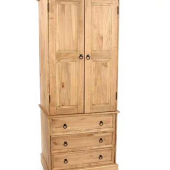 Core Corona 2 door, 3 drawer wardrobe solid natural pine-0