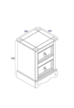 Core Corona 2 drawer petite bedside cabinet solid natural Pine-23251