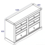 Core Corona 3+3 drawer wide chest solid natural pine-23258