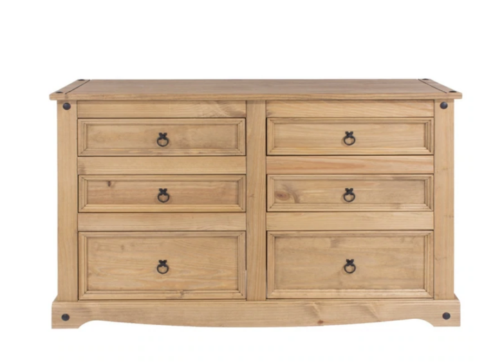 Core Corona 3+3 drawer wide chest solid natural pine-23259