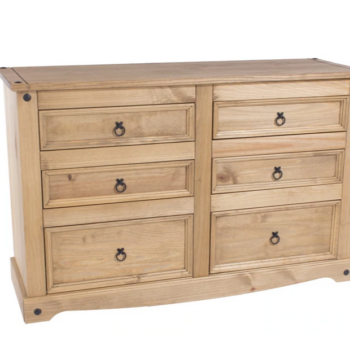 Core Corona 3+3 drawer wide chest solid natural pine-0