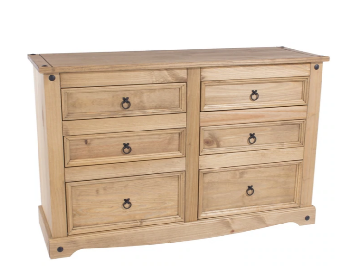 Core Corona 3+3 drawer wide chest solid natural pine-0