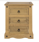 Core Corona 3 drawer bedside cabinet solid natural pine-23255