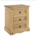 Core Corona 3 drawer bedside cabinet solid natural pine-0