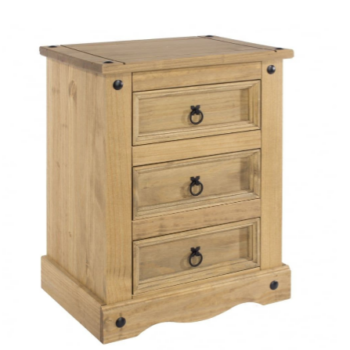 Core Corona 3 drawer bedside cabinet solid natural pine-0
