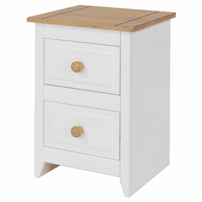 Core Capri 2 drawer petite bedside cabinet in waxed white pine -24008