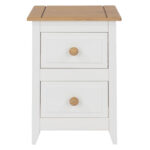 Core Capri 2 drawer petite bedside cabinet in waxed white pine -24005