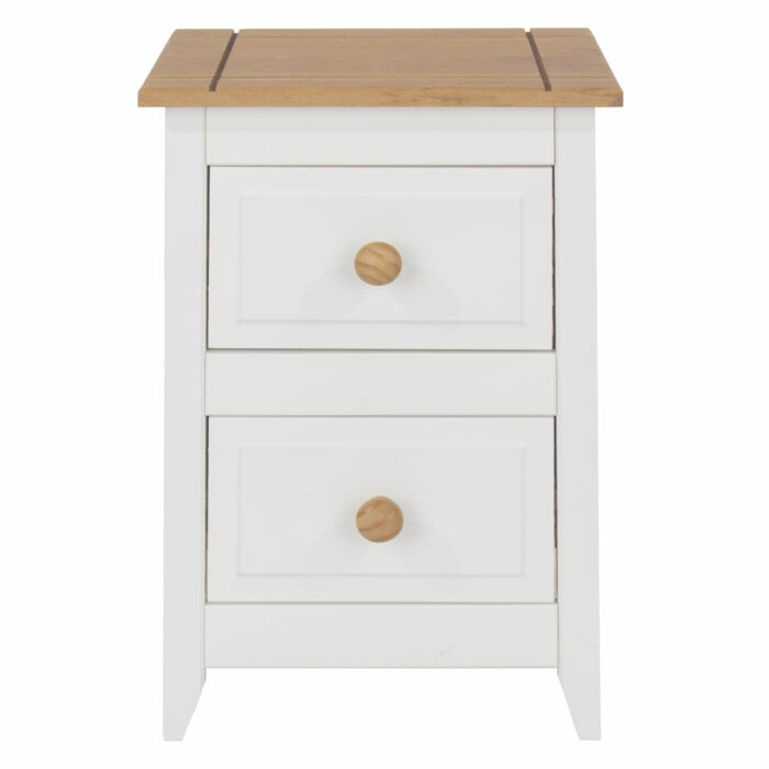 Core Capri 2 drawer petite bedside cabinet in waxed white pine -24005