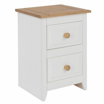Core Capri 2 drawer petite bedside cabinet in waxed white pine -0