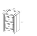 Core Capri 2 drawer petite bedside cabinet in waxed white pine -24004