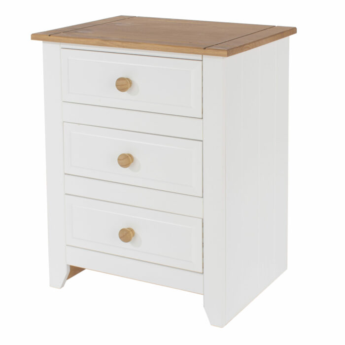 Core Capri 3 drawer bedside cabinet in waxed white pine-24012