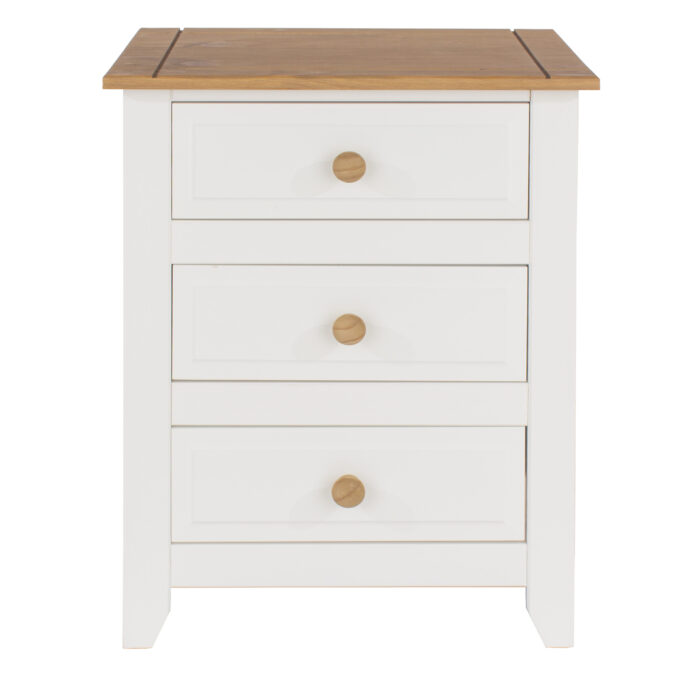 Core Capri 3 drawer bedside cabinet in waxed white pine-24010