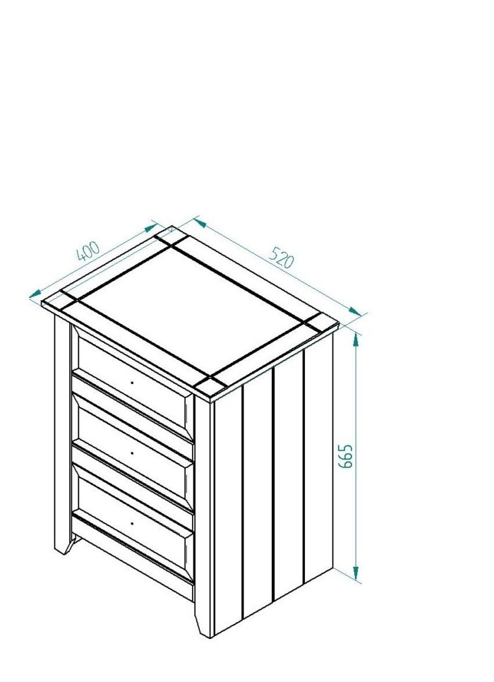 Core Capri 3 drawer bedside cabinet in waxed white pine-24009