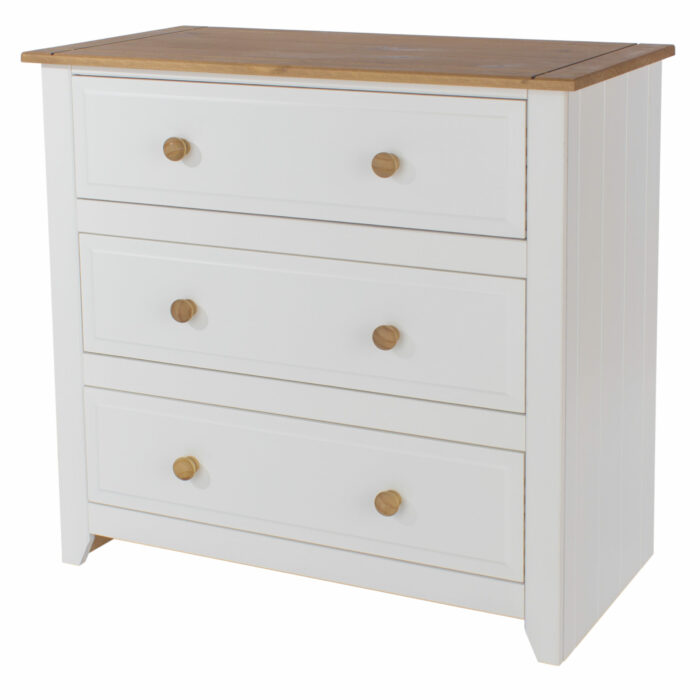 Core Capri 3 drawer chest in white waxed oak-24017