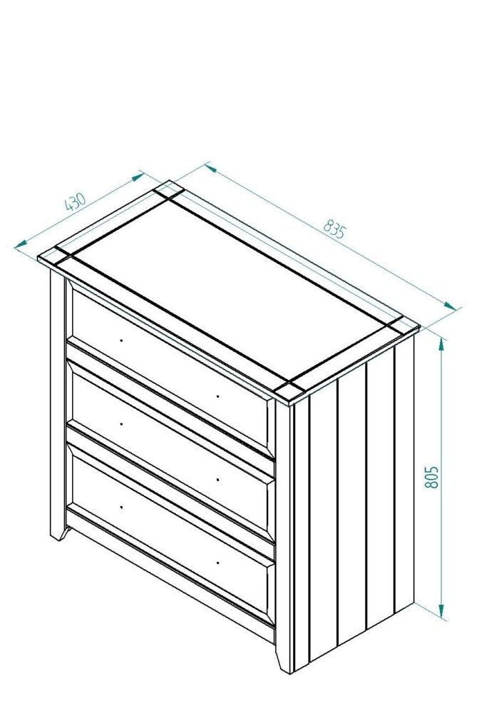 Core Capri 3 drawer chest in white waxed oak-24014