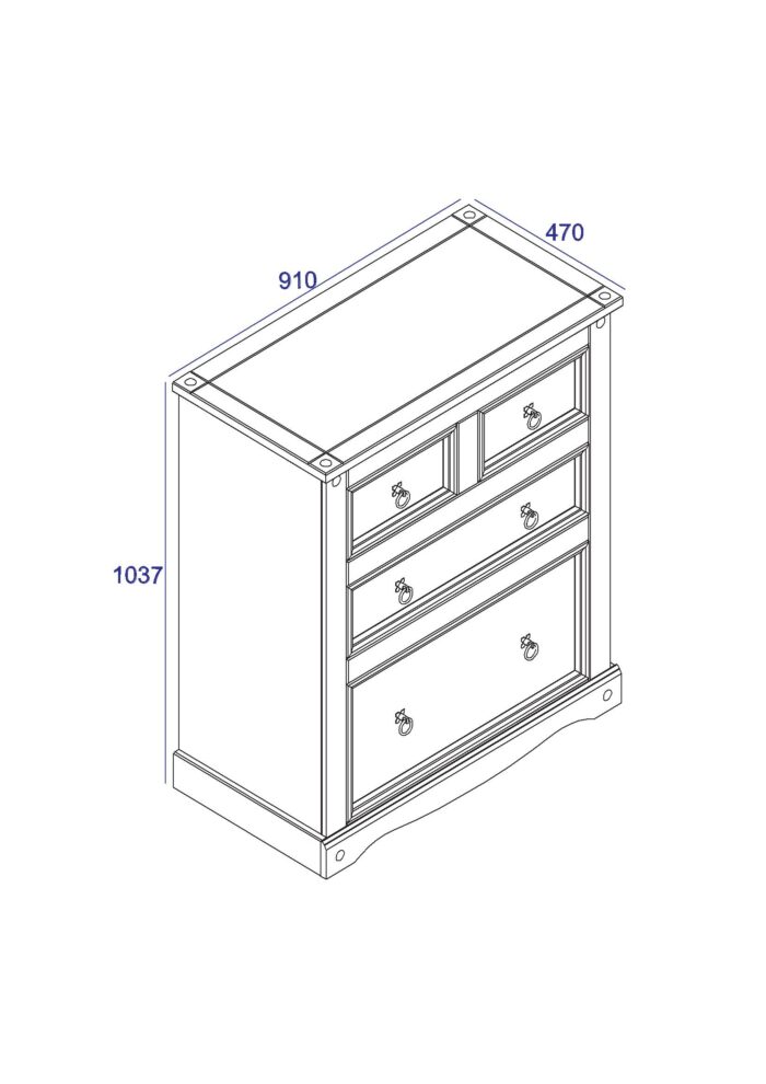 Core Corona 2+2 drawer chest solid natural pine-23264