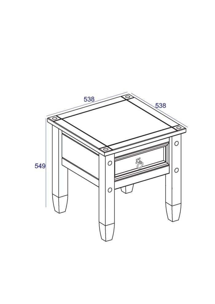 Core Corona lamp table in solid pine painted grey-23379