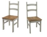 Core Corona Solid Pine Grey painted Chairs X2-23306