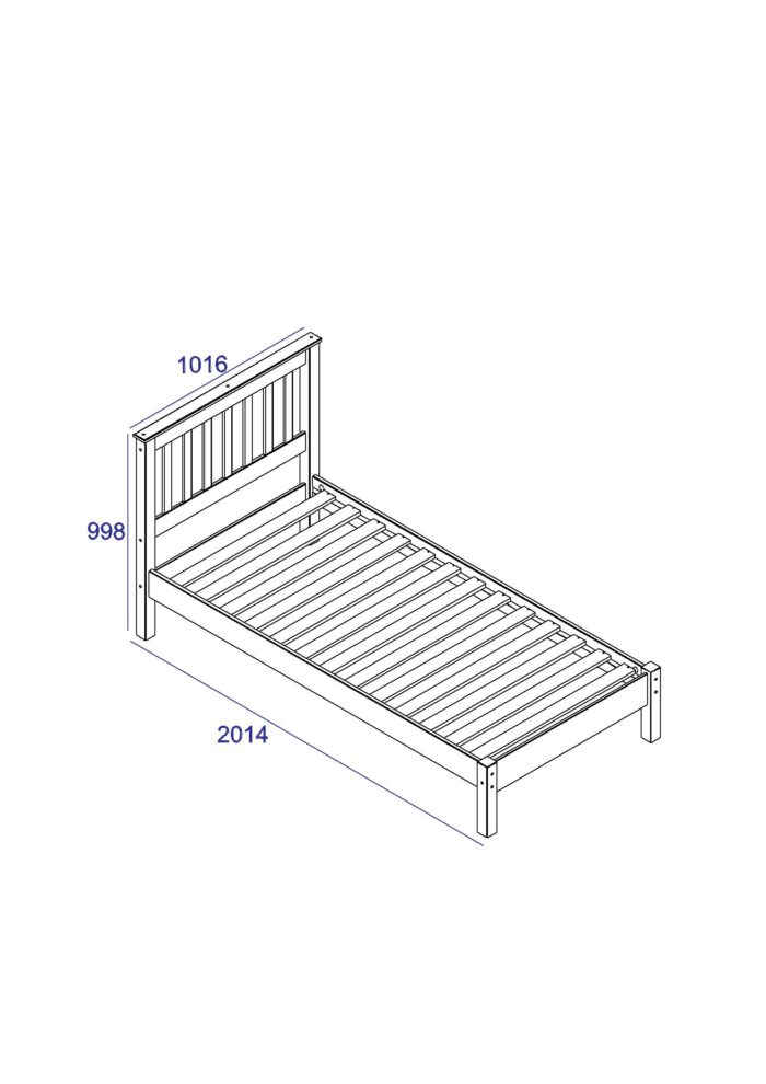 Core Corona 3'0" slatted lowend bedstead solid pine painted white-23602