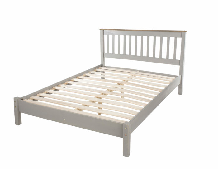 Core Corona 4'6" slatted lowend bedstead solid pine painted grey-0