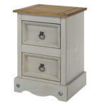 Core Corona 2 drawer petite bedside cabinet solid Pine grey painted -23316