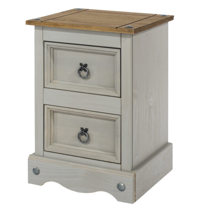 Core Corona 2 drawer petite bedside cabinet solid Pine grey painted -23316