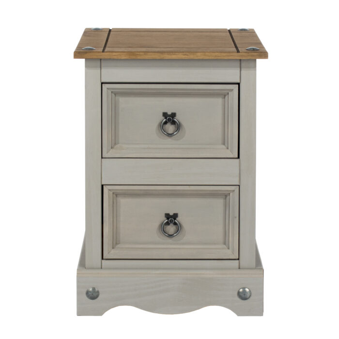 Core Corona 2 drawer petite bedside cabinet solid Pine grey painted -23315