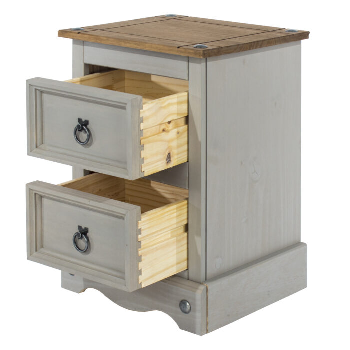 Core Corona 2 drawer petite bedside cabinet solid Pine grey painted -23317