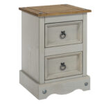 Core Corona 2 drawer petite bedside cabinet solid Pine grey painted -0