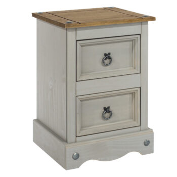 Core Corona 2 drawer petite bedside cabinet solid Pine grey painted -0