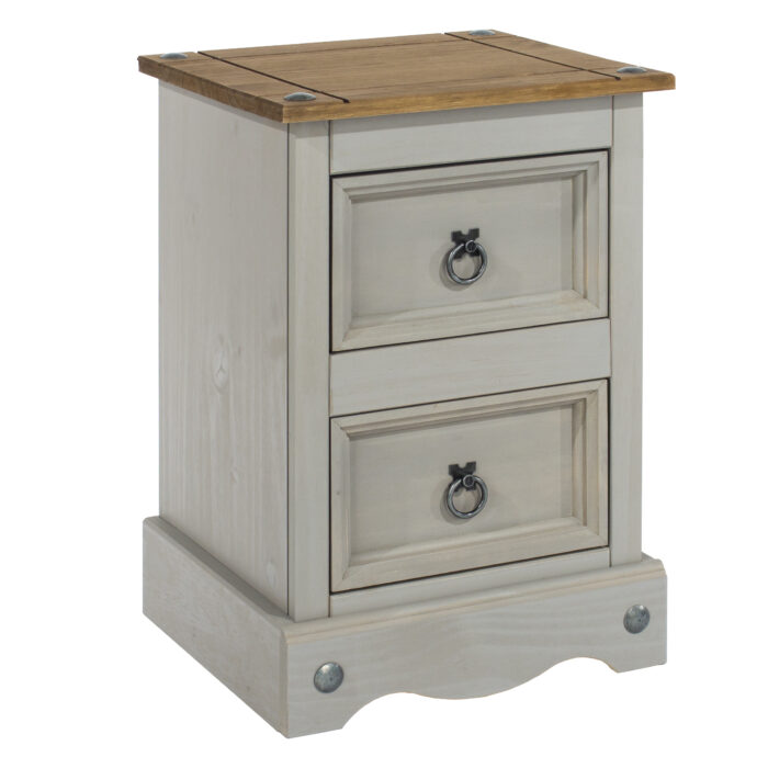 Core Corona 2 drawer petite bedside cabinet solid Pine grey painted -0