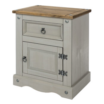 Core Corona 1 door, 1 drawer bedside cabinet solid pine painted grey-0