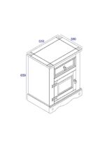 Core Corona 1 door, 1 drawer bedside cabinet solid pine painted grey-23327