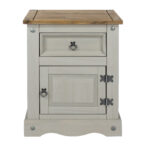 Core Corona 1 door, 1 drawer bedside cabinet solid pine painted grey-23328