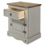 Core Corona 1 door, 1 drawer bedside cabinet solid pine painted grey-23329